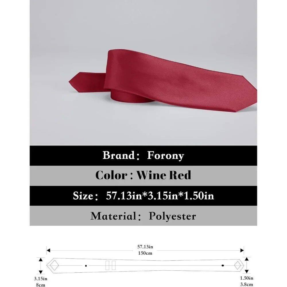 Men's Burgundy Solid Color 8 Cm (3.15in) Polyester Formal Neck Ties